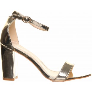 Gold Barely There Sandal Mid Heel