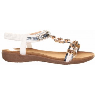 White Wooden Floral Wedge Sandal