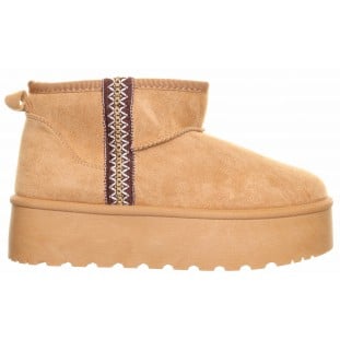 Camel Emboidered Side Ankle Boot