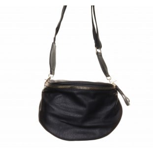 Black Half Bucket Style Crossbody Bag