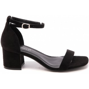 Black Mid Block Heel Sandal