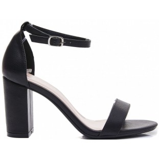 Black High Block Heel Barely There Sandal