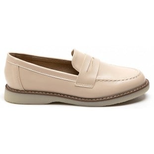 Beige White Sole Penny Loafer