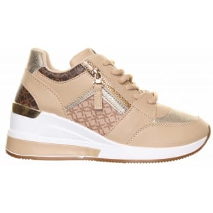 Taupe Laced Wedge Trainer