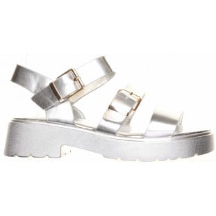 Silver Two Buckle Chunky Sandal