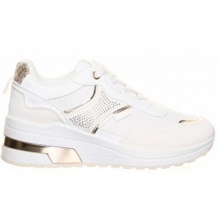 White Wedge Laced Trainer