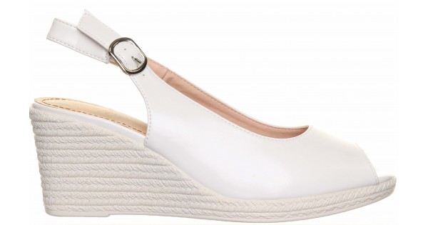 Zanni Co White Sling Back Wedge Peep Toe