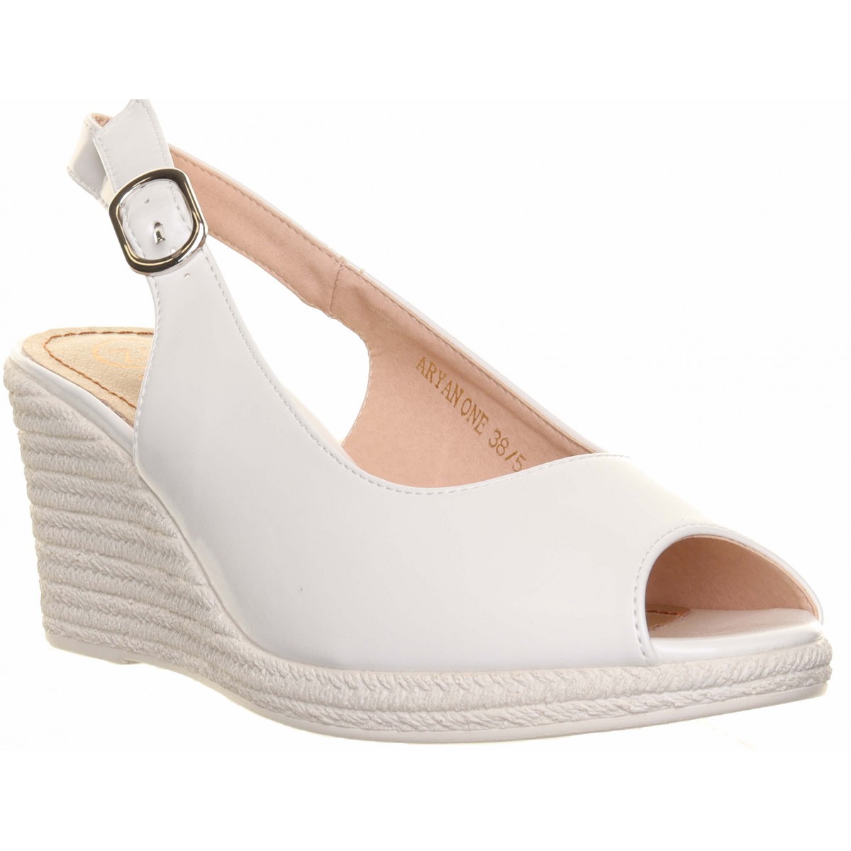Zanni Co White Sling Back Wedge Peep Toe
