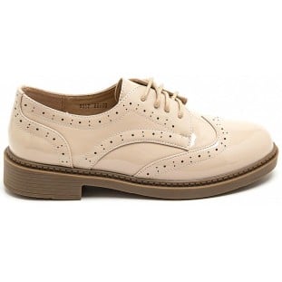 Beige Flat Laced Brogue Casual
