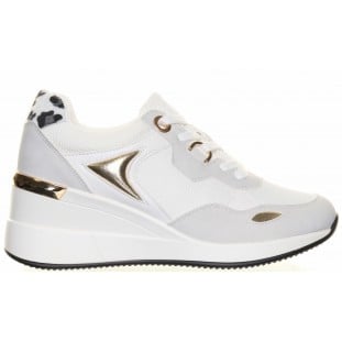 White Wedge Laced Trainer