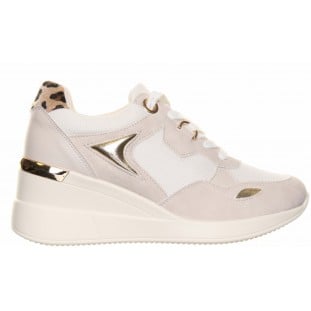 Beige Wedge Laced Trainer