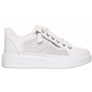 White Side Zip Cut Outs Panel Trainer
