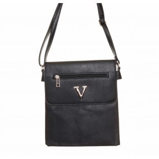 Black Crossbody V Detail Bag