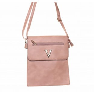 Pink Crossbody V Detail Bag