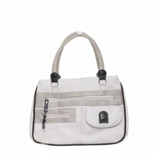 Grey Casual 2 Zips Medium Bag