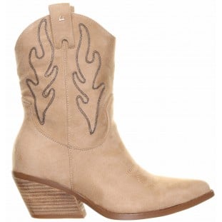 Una Healy Beige Cowboy Ankle Boot