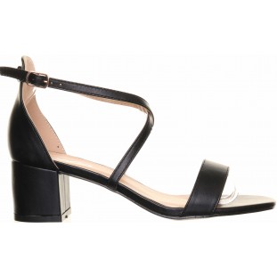 Black Block Heel Cross Straps Sandal