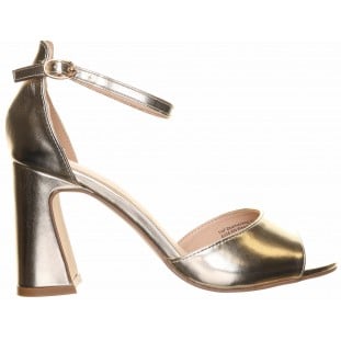 Gold Plain Thin Block Barely There Sandal