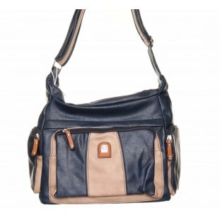 Navy Blue Soft 3 Pocket Medium Bag