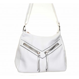 White 2 Gold Diagonal Zips Bag