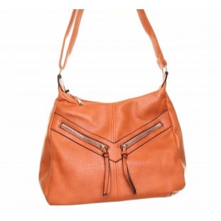 Orange 2 Gold Diagonal Zips Bag