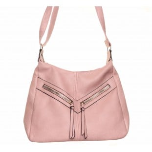 Pink 2 Gold Diagonal Zips Bag