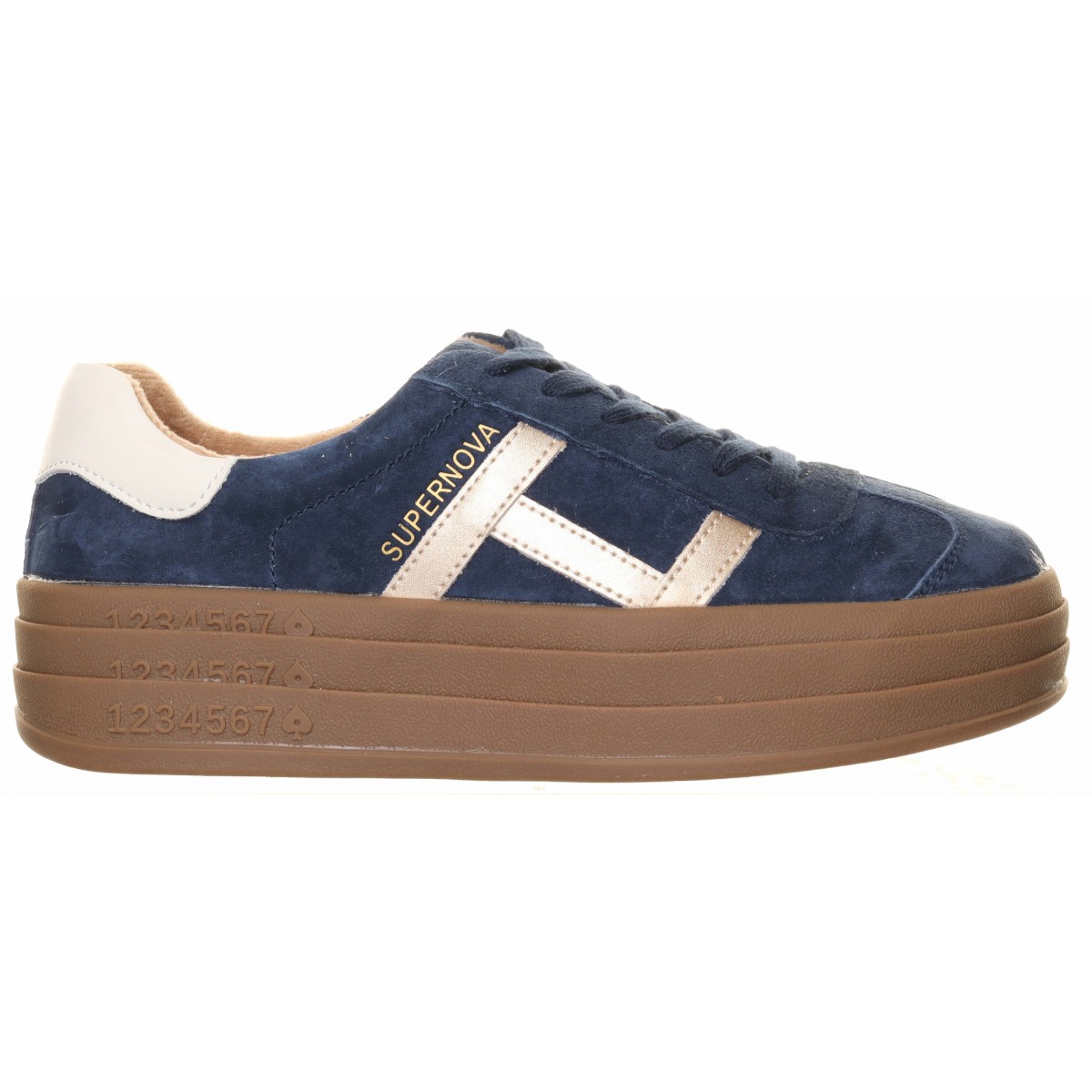 Drilleys Navy Platform Gum Sole Trainers