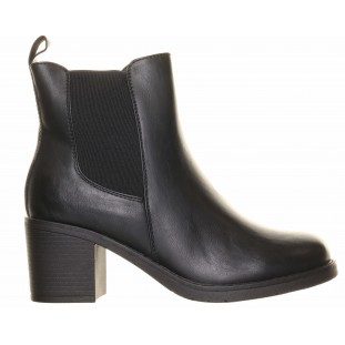 Black Plain Block Heel Ankle Boot