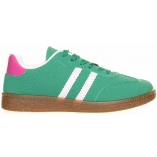 Green Two Stripe Flat Laced Trainer 