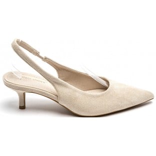 Beige Plain Low Heel Sling Back