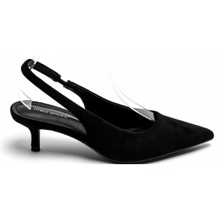 Black Plain Low Heel Sling Back