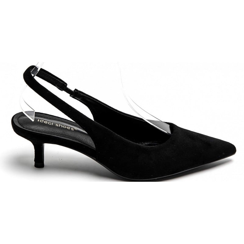 Black Plain Low Heel Sling Back
