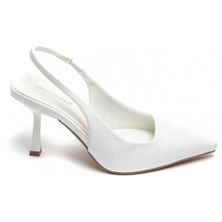 White High Heel Sling Back Court