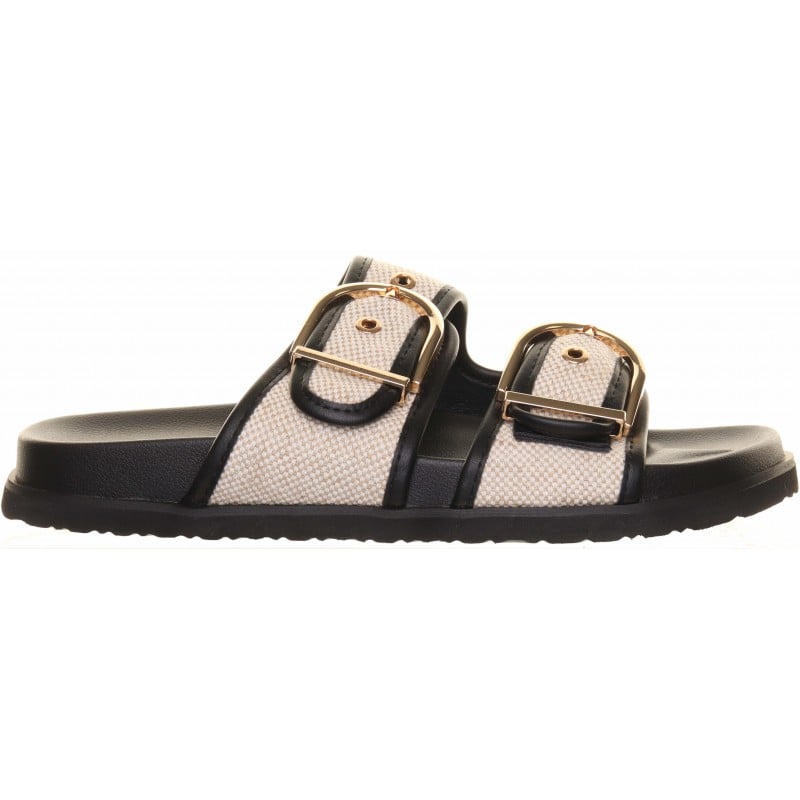 Black Hessian Two Tone Strap Mule