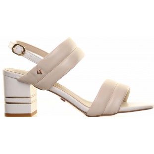 Una Healy Cream Padded Strap Block Heel Sandal
