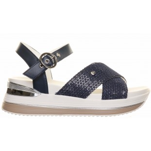 Tommy Bowe Navy Wedge Cross Bar Sandal