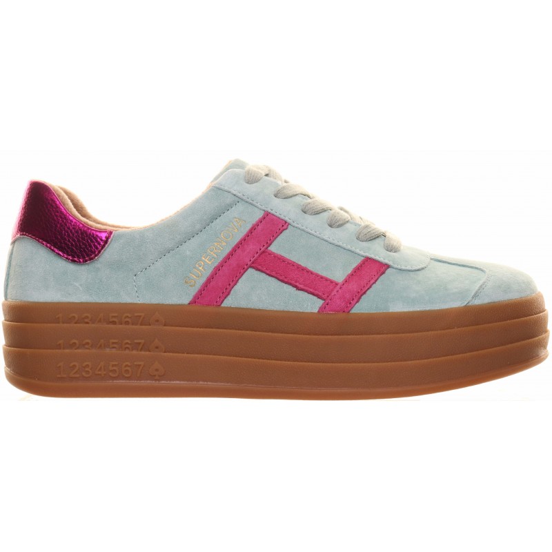 Drilleys Turquoise H Stripe Platform Trainer