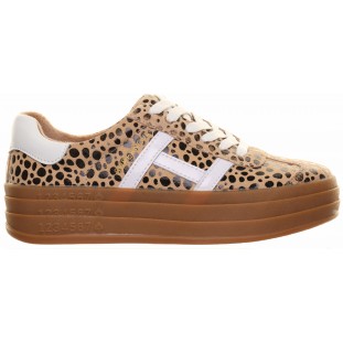 Drilleys Leopard Cream H Stripe Platform Trainer