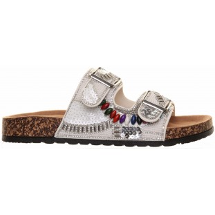 Heavenly Feet White Gemstone Two Strap Footbed
