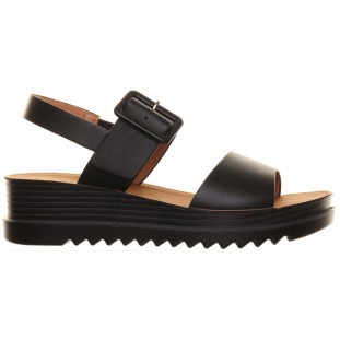 Heavenly Feet Black Two Strap Wedge Sandal