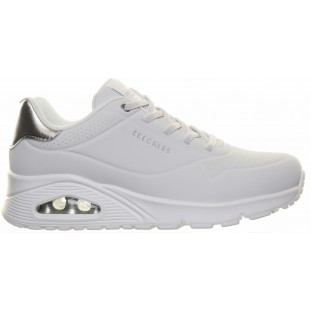 Skechers White Silver Uno  Shimmer Away