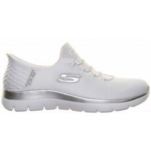 Skechers White Silver Slipins Summits
