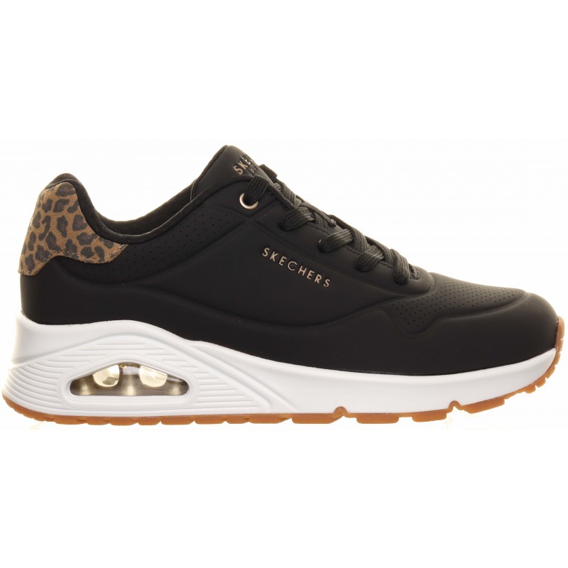 Skechers Black Leopard Uno Jungle Lite