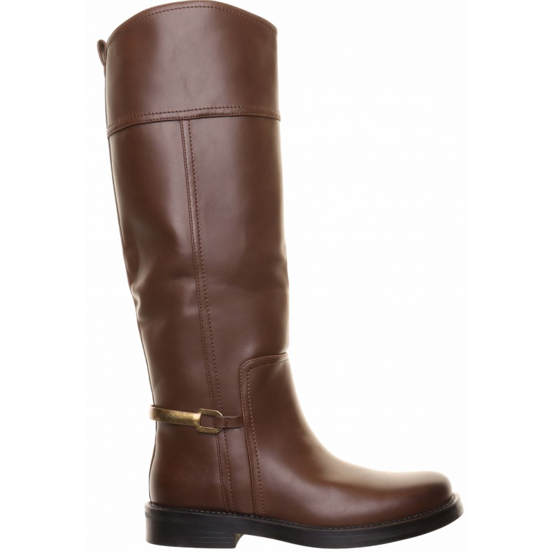 Brown Knee High Stirrup Trim Boots