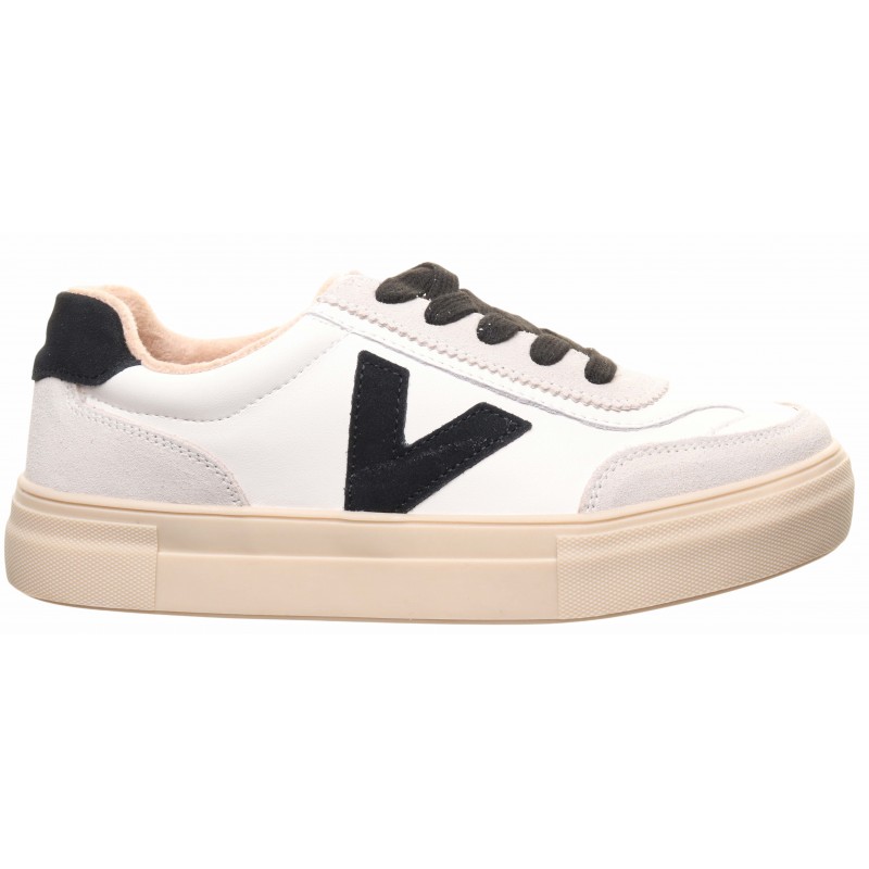 White Black Drilleys V Stripe Trainer 