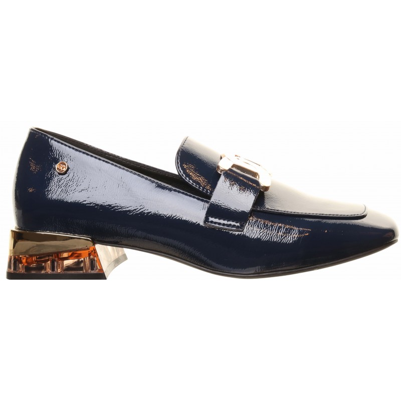 Zanni And Co Navy Blue Chain Trim Loafers