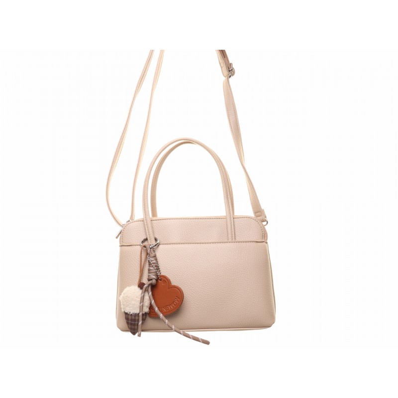 Taupe Heart Trim Medium Bag