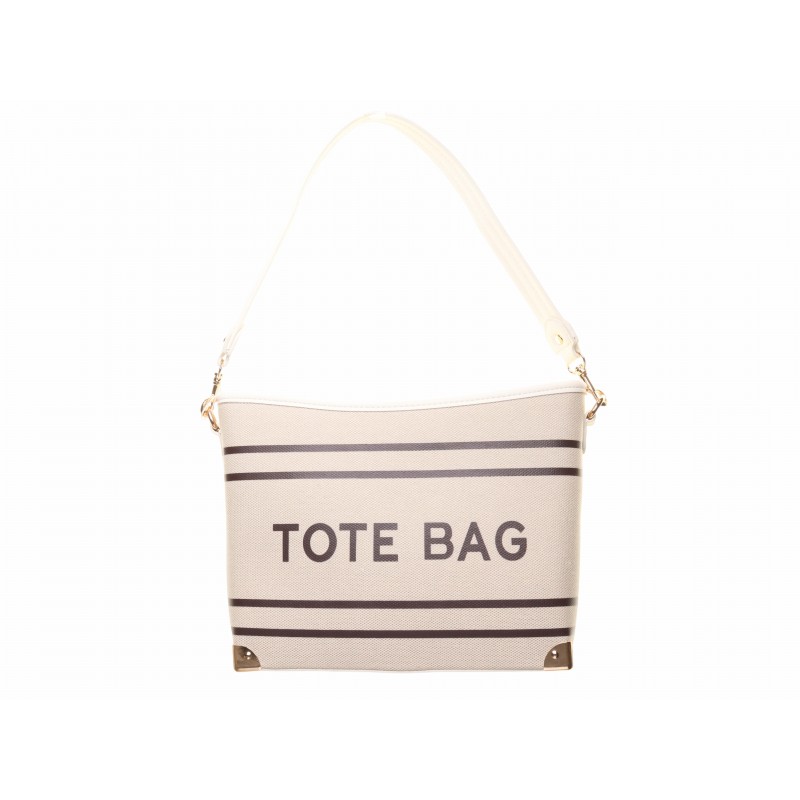 Beige Canvas Two Tone Tote Bag