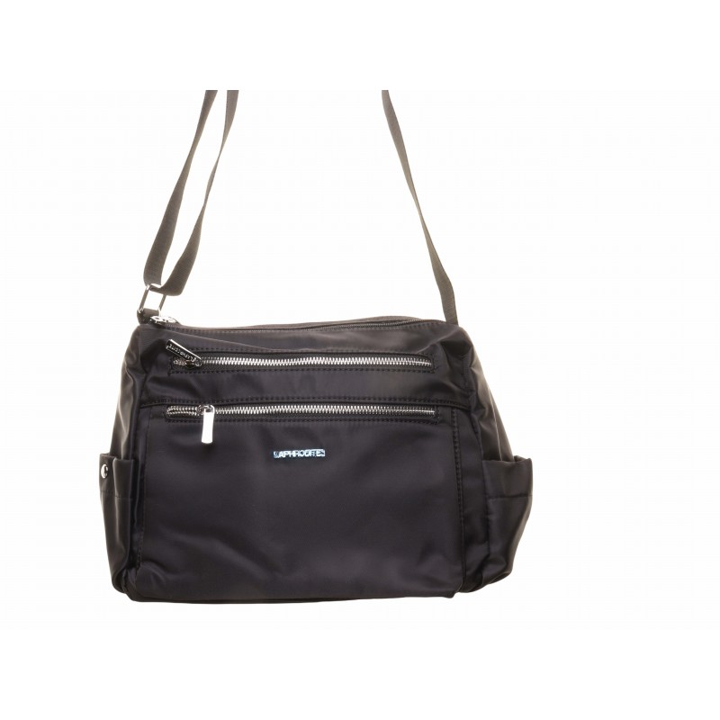 Black Twin Zip Soft Shoulder Bag