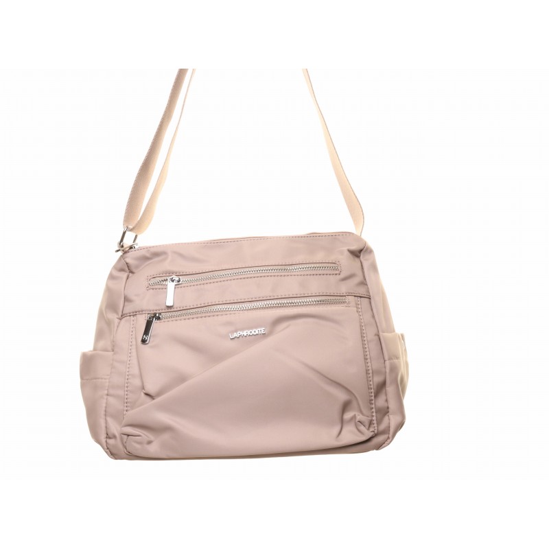 Taupe Twin Zip Soft Shoulder Bag